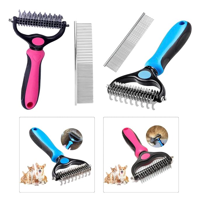 Pet Cleaning Slicker Brush Cat Dematting Comb Dog Grooming Rake Hair Removal (pack of 1) - CL-NE-9551