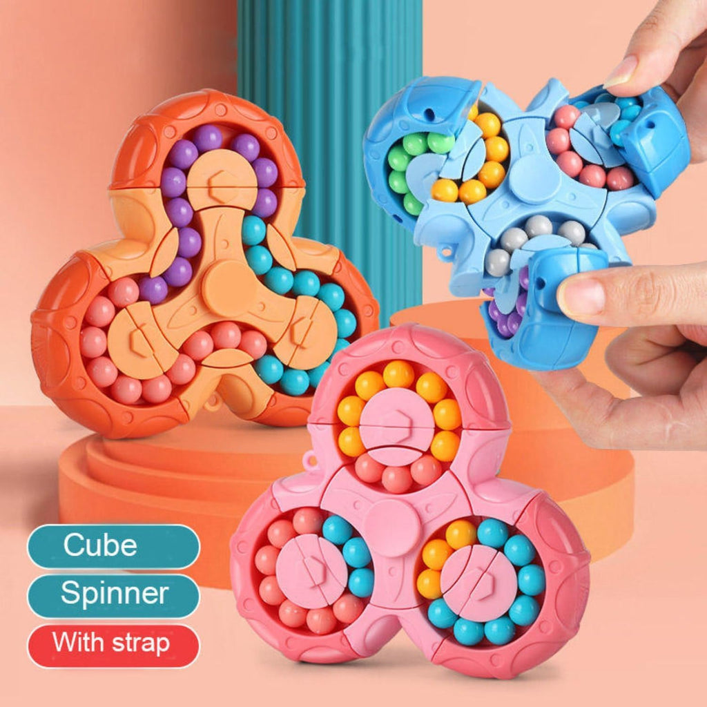 Magic Bean Rotating Cube Toy – 2-in-1 Spinner & Bead Puzzle Fidget Toy for Kids & Adults