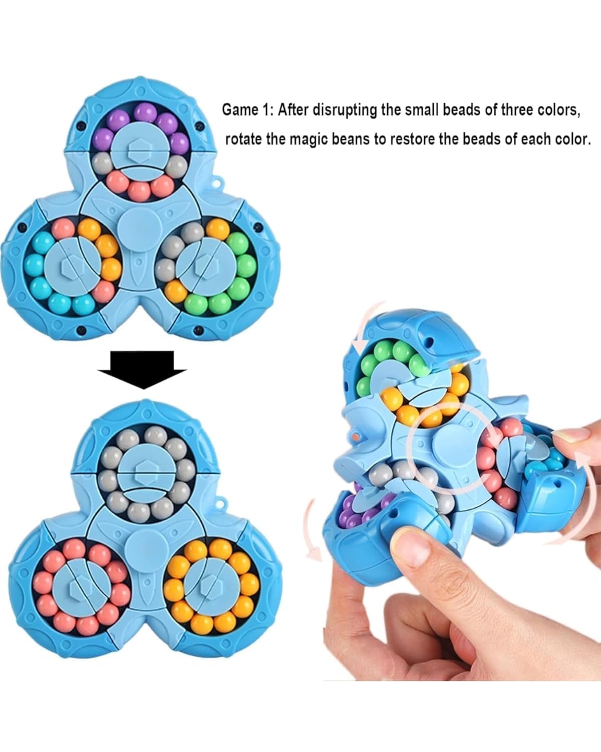 Magic Bean Rotating Cube Toy – 2-in-1 Spinner & Bead Puzzle Fidget Toy for Kids & Adults