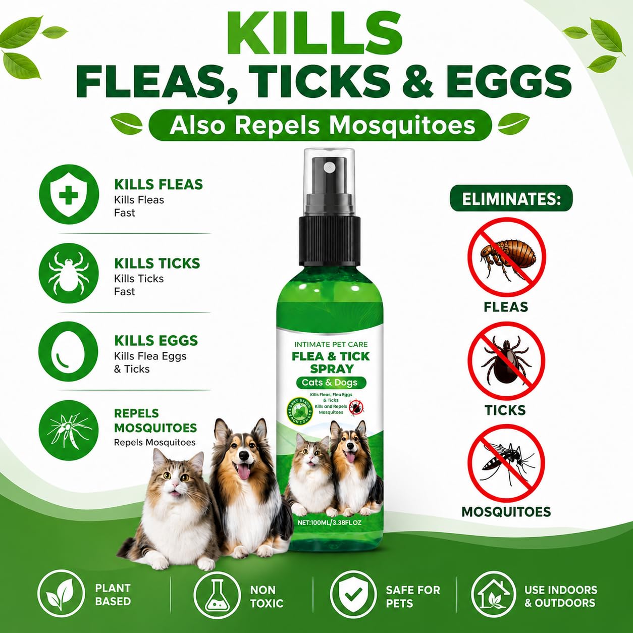 Flea and Tick Spray for Dogs/Cats, Flea and Tick Prevention (Buy 1 Get 1 Free)