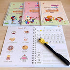NEW Magic Copybook Set Writing Tool for Kids (4 BOOKS,1 PEN, 1 GRIP, 10 REFILL)